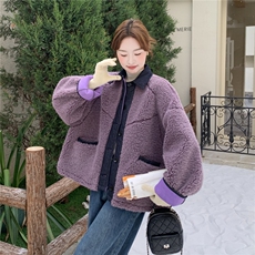 冬装新款紫色拼牛仔皮毛一体2C092-9955-P185-K298，女装皮草，2C092