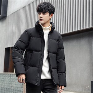 新款日系修身韩版宽松短款外穿立领高档羽绒服图片