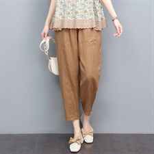 2024新款舒适透气亚麻裤女宽松显瘦九分裤夏季薄款休闲裤，女装休闲裤，悦见她