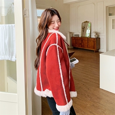 【新款】皮毛一体女冬季保暖麂皮短款外套2C037208P195K278，女装派克服，2C037
