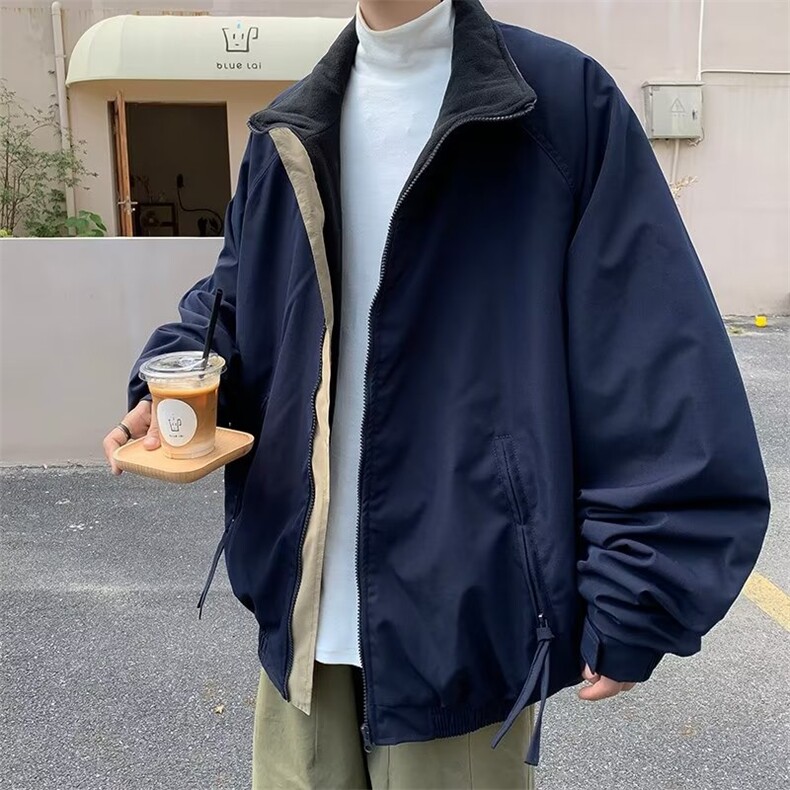 工装棉服男冬季日系复古潮流宽松棉衣外套潮牌拼接棉袄W4143-P82,男装棉衣,星座412-3