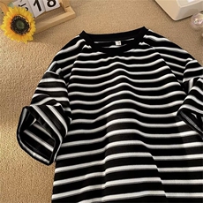 条纹短袖男夏季潮牌t恤ins港风设计感小众上衣宽松衣服A1488-p38，男装T恤，星座1008