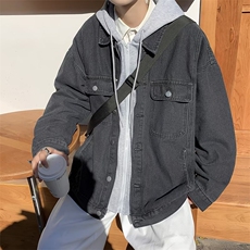 假两件牛仔外套男春秋季高街百搭夹克美式连帽上衣服JK0014-P70，男装夹克，星座308B-1
