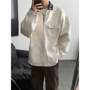 美式工装帆布外套男女春秋宽松百搭休闲翻领夹克上衣HHW22 P102图片