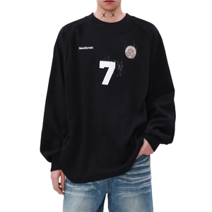脏染运动球服卫衣男插肩长袖t恤工装休闲棒球上衣潮WY51 P47图片