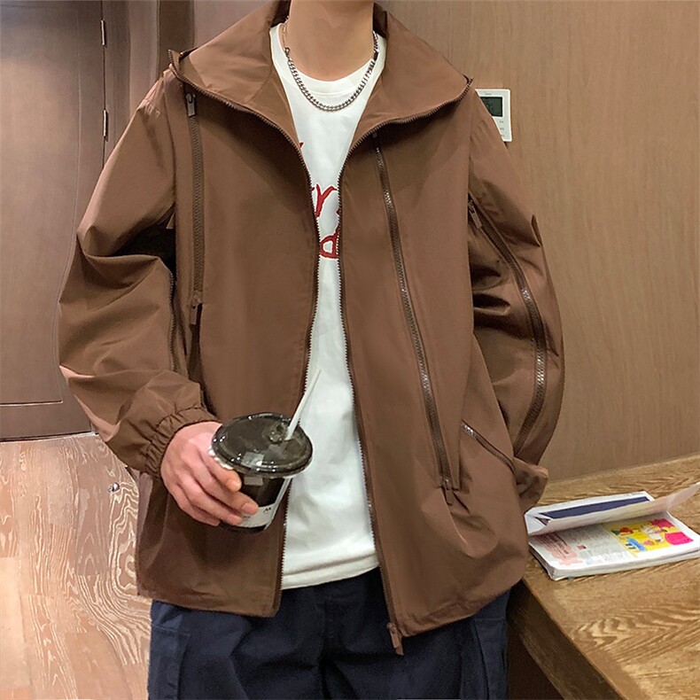 春季新款潮机能风拉件连帽冲锋衣外套宽松百搭夹克CYJK9126-P80,男装夹克,电商A128