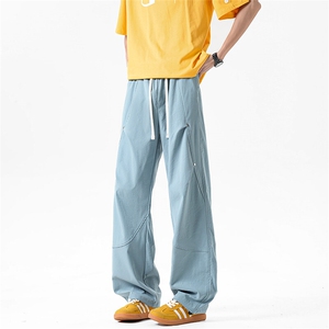 休闲裤男夏季新款港风宽松冰丝工装阔腿裤CK8202-P42图片