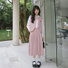 美拉德穿搭咖色衬衫连衣裙女春秋2025年新款轻熟风长裙假两件套装，女装套装/套裙，2C037