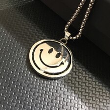 G1834欧美笑脸吊坠个性项链创意男士钛钢吊坠T恤链毛衣链配饰，项链，星座510A-2
