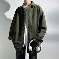 光影墙灯芯绒长袖衬衫男秋季新款衬衣外套休闲上衣服3311-P55，男装衬衫，星座205-1