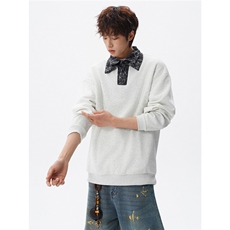 男士春秋卫衣设计款美式长袖打底衫polo衫假两件双领卫衣外套男，男装T恤，电商B319