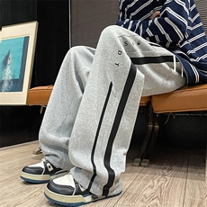 K916常规50加绒58美式高街运动裤新款拖地阔腿宽松直筒休闲长裤，男装休闲裤，星座304A-1