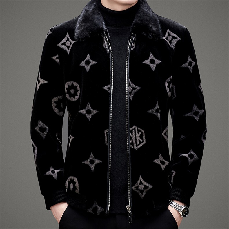 秋冬季外套男士翻领潮流中年商务休闲金貂绒夹克SNNJDR11888-P460,男装夹克,电商B212（原钱塘6029）