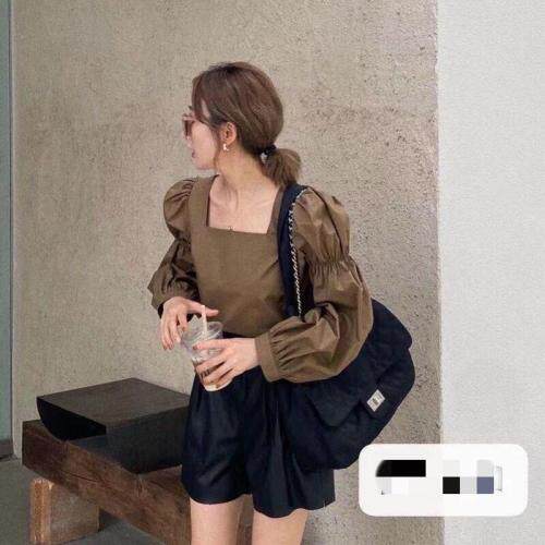 春款方领泡泡袖小衫，女装，魅力布梵