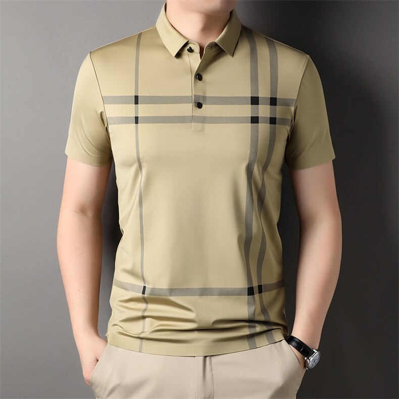 D33753钱塘2020-2夏季新款中青年男士翻领休闲百搭条纹T恤上衣P60,男装T恤,钱塘207-2