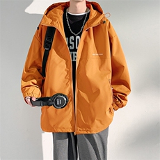 冲锋衣连帽夹克男宽松落肩纯色上衣外套DSA157B-JK727-P58，男装夹克，电商A157B