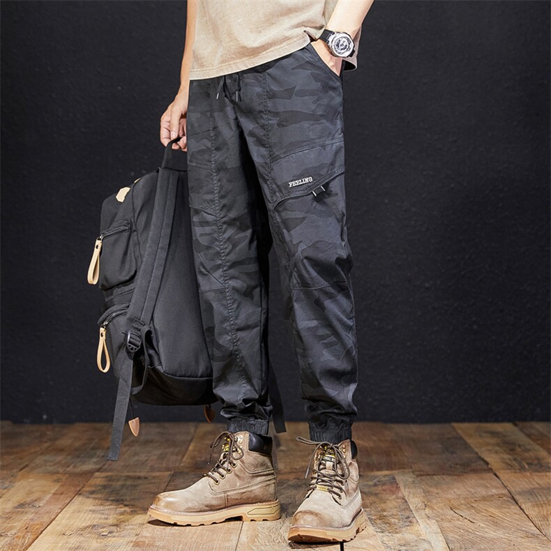 迷彩裤子男夏季薄款宽松束脚伞兵工装裤男装休闲运动长裤K215-P40，男装工装外套，星座308B-2