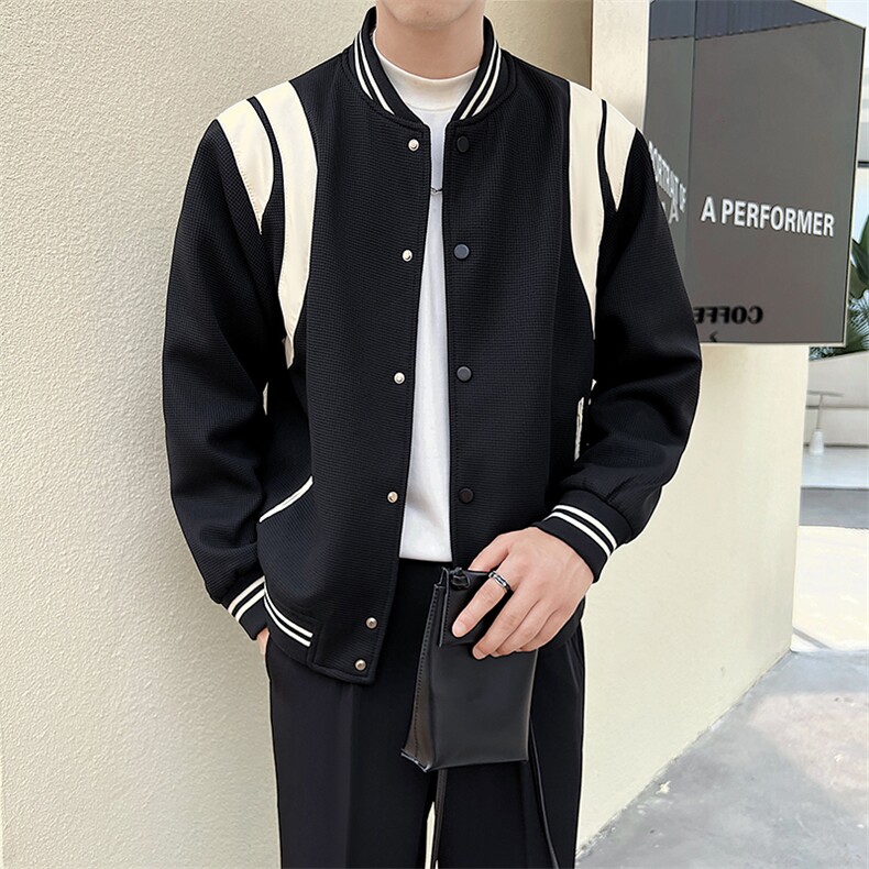 社会小伙春秋季撞色棒球服长袖个性夹克外套上衣男JK111-P100,男装夹克,电商A413
