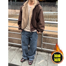 两面穿现货重磅短款座山雕棉衣男女双面穿毛毛绒棉服加厚外套，男装棉衣，电商A443