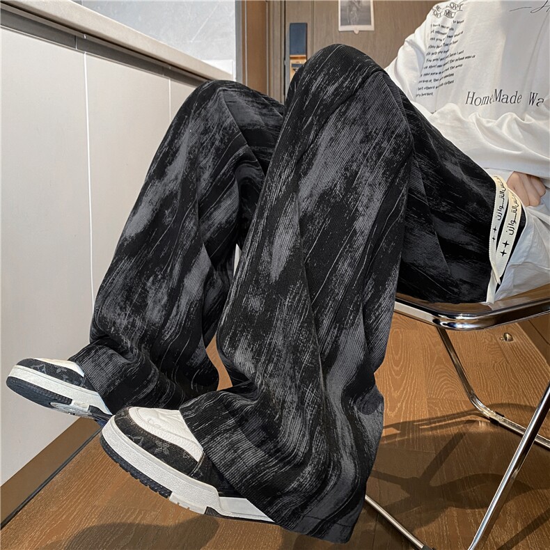 秋季新款拼接扎染灯芯绒设计感宽松休闲裤B315-K25842-特p35控68,男装休闲裤,电商B315