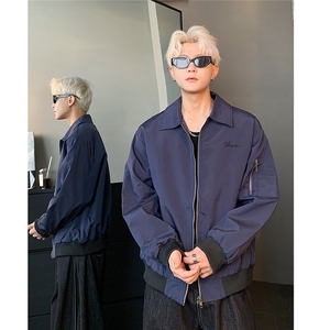 美式复古翻领飞行员夹克男女宽松休闲棒球服短款工装外套图片