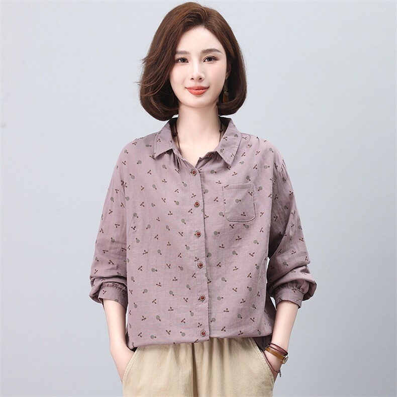 2024春秋季新款时尚气质显瘦休闲舒适小碎花衬衫,女装衬衫,独衣靓