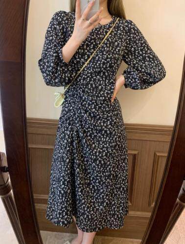 秋季新款碎花连衣裙现货，女装连衣裙，独屿