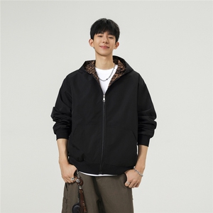 可二开豹纹元素大码M-5XL连帽夹克男聚酯纤维JK78091P69控108图片