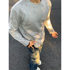 抖音得物品质26春装美式高街曼巴棉螺纹拼接卫衣圆领长袖T恤YT164，男装T恤，电商A486