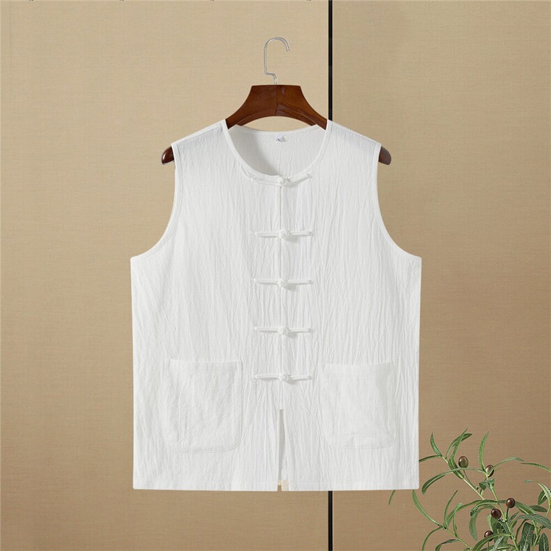 夏季风棉麻背心盘扣中式复古透气无袖马甲MK19-P35，男装背心/马甲，星座217-5