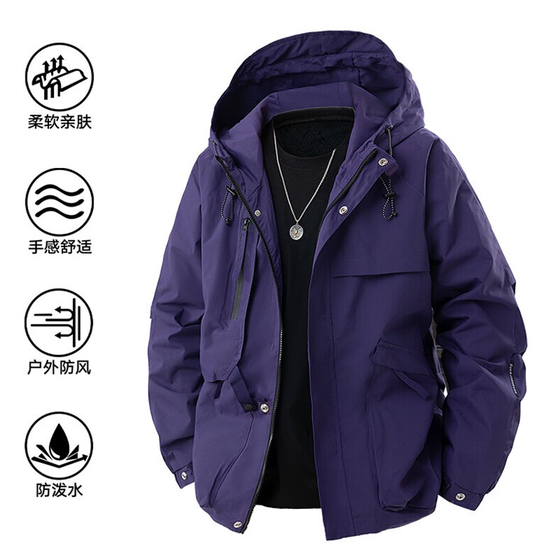 2025春款美式连帽服夹克男港风复古工装外套JK0136-P85图片