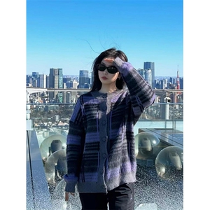 美式复古撞色高级感毛衣针织衫男女宽松情侣显白冬季外套MY3276