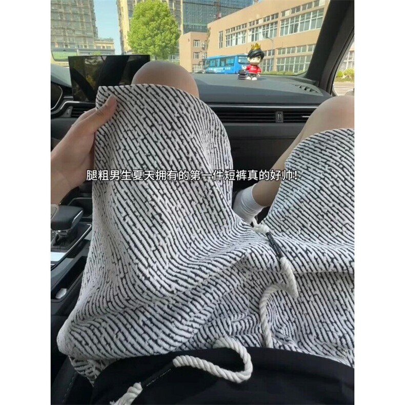 斑马纹运动短裤男生夏季薄款设计感大码中裤潮牌宽松直筒五分裤子,男装休闲裤,星座310A-4