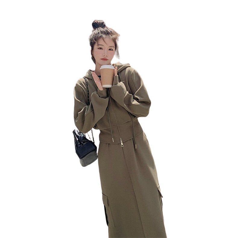 秋装新款套头连帽休闲配工装裙两件套212A-8803-P155-226,女装套装/套裙,浙宝212A