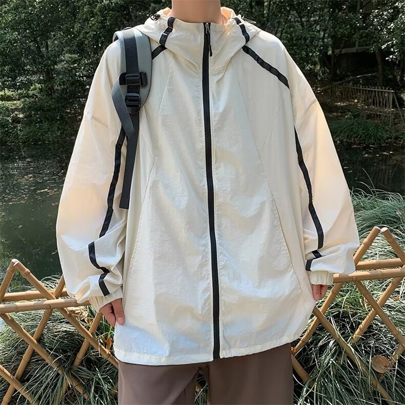 夏季机能连帽冲锋衣户外防紫外线工装休闲百搭男女款防晒外套,男装夹克,星座716-4