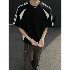 抖音得物二开品质240克宽松纯棉美式潮牌高街痞帅短袖T恤YQ42，男装T恤，电商A486