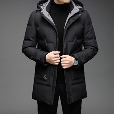 中老年羽绒服男中长款爸爸冬装休闲外套中年男士QLMF8239-P305，男装羽绒服，电商B212（原钱塘6029）
