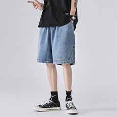 主推高街牛仔裤夏季宽松直筒开叉五分裤牛仔裤DK21226特批32，男装休闲裤，电商A042