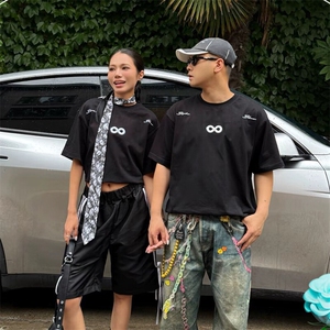 万针全刺绣解构设计260克重磅双纱纯棉高品质美式高街短袖T恤特35图片