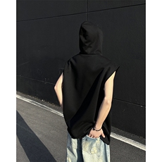 405A美式高阶连帽背心金属拉链设计坎肩T恤T2511-P45控68，男装T恤，星座405A