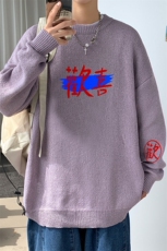 ！2023秋冬新款男士潮流圆领毛衣百搭中性针织衫毛线M807P45，男装针织衫/毛衣，电商B220