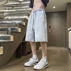 牛仔短裤男夏季美式男生牛仔裤宽松男款裤五分中裤DK850-特批32图片