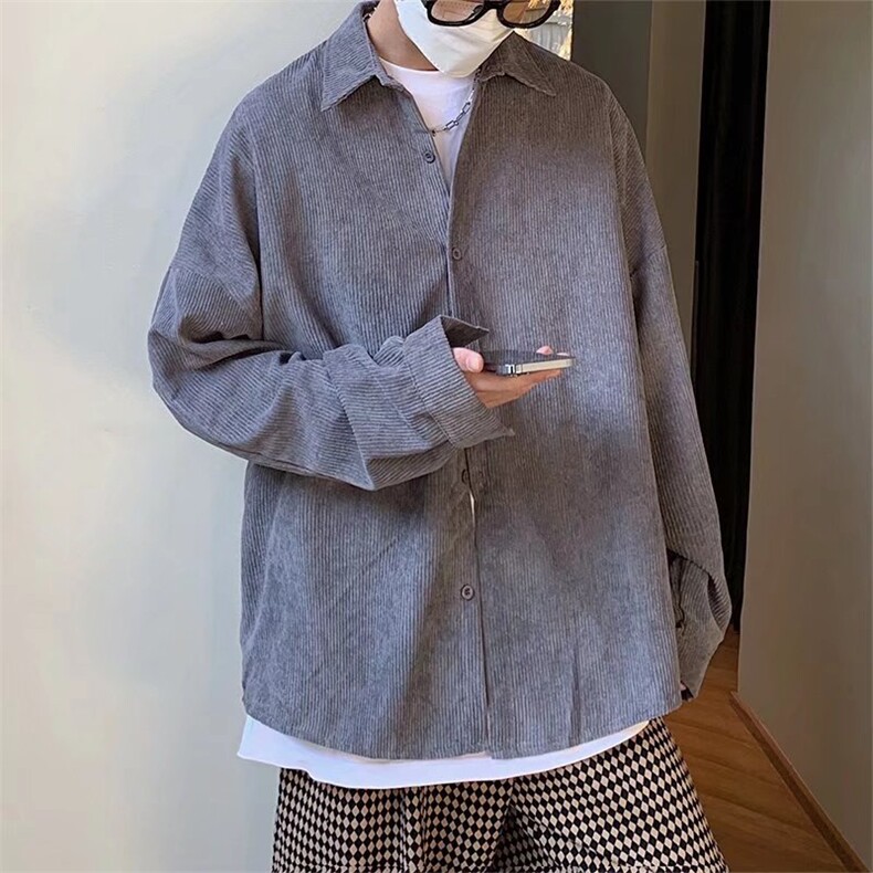 长袖衬衫男纯色灯芯绒衬衫外套C79P33，男装衬衫，星座1116-2