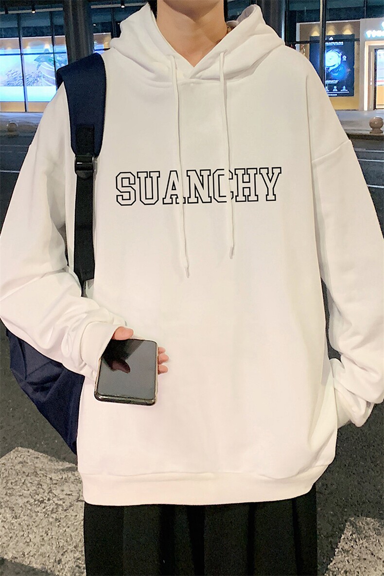 WY2229-P35纯棉连帽卫衣男大码运动帽衫宽松薄外套男,男装卫衣,电商A040