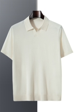 2024秋冬新款精纺山羊绒男士POLO领套头开叉羊绒短袖，男装羊绒套衫，曼云男装羊绒