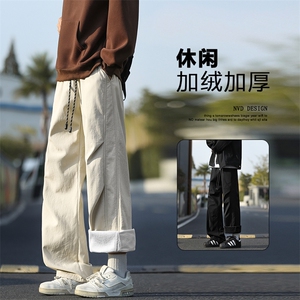 美式褶皱加绒休闲裤高街宽松直筒保暖阔腿裤子JRTP11:3059.9图片