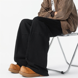 8XL-M 工装裤男秋季日系男直筒宽松阔腿休闲弯刀裤子男K9177P65图片