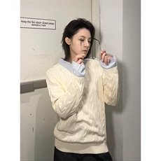 网络图，美式假两件毛衣男款绞花针织衫XZ302B-1-M039P58，男装针织衫/毛衣，星座302B-1