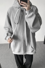 8XL-M朝牌情侣美式绑带设计连帽卫衣宽松开衫外套男女WY35P58，女装短外套，电商D206-1