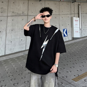 新款短袖t恤男夏季半袖上衣港风宽松休闲潮牌体恤衫T670-P35图片
